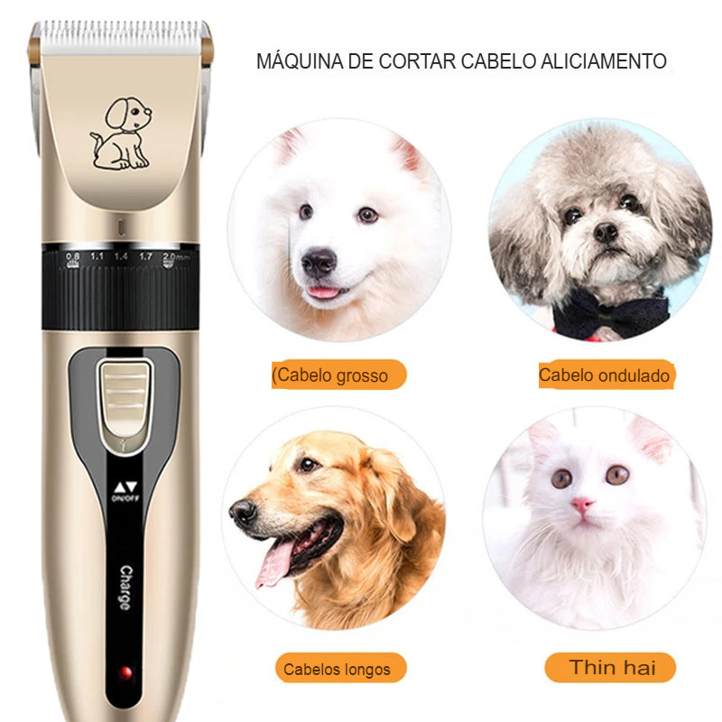 Kit Pet Shop Máquina de Tosa e Maquininha de Acabamento para Cães e Gatos