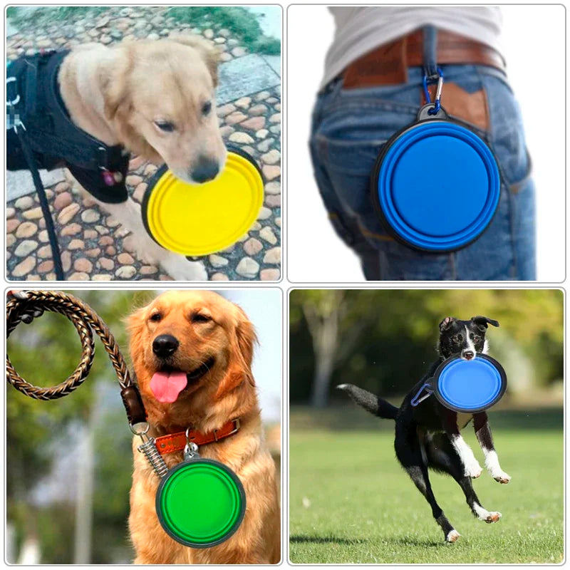 Tigelas de água portáteis de silicone para cães de estimação, 350ml, viagem, dobrável, acampamento, caminhada, alimentação ao ar livre, animais de estimação, prato dobrável d0012a