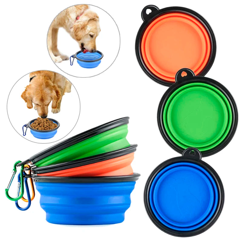 Tigelas de água portáteis de silicone para cães de estimação, 350ml, viagem, dobrável, acampamento, caminhada, alimentação ao ar livre, animais de estimação, prato dobrável d0012a